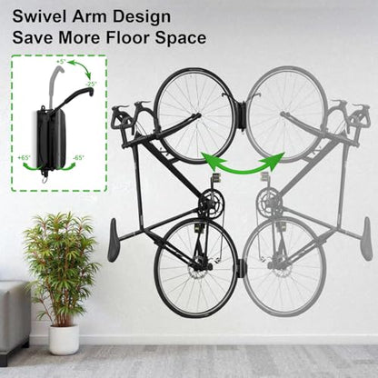 Swivel Bike Wall Mount, Bike Hangers for Garage, Space-Saving Vertical Bike Rack Holds Up to 66lbs, Heavy Duty Bicycle Storage Rack for MTB and Road Bikes, Easy to Install（4 Pack） - size: Rotate Four-Piece Set