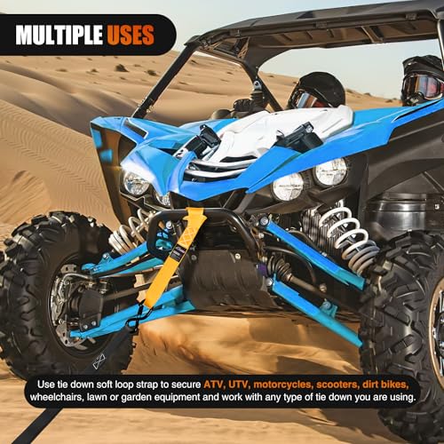 Nilight Soft Loop 1.7”×17" Motorcycle Tie Down Straps Heavy Duty 12000Lbs Max Break Strength for Securing ATV UTV Kayak Moving Cargo (8PK-Yellow) - color: Yellow
