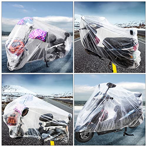 Disposable Waterproof Motorcycle Covers 4-Pack Clear Plastic Bike Protective Covers 78.74X47.24X19.68In Weatherproof Outdoor Dust Rain Protection - size: M