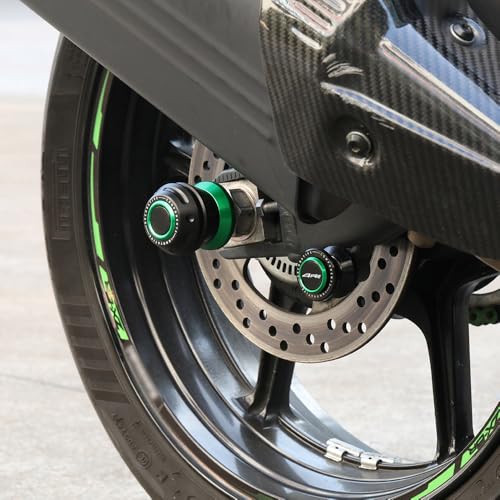 8mm CNC Aluminum Motorcycle Swingarm Spools Sliders Rear Stand Frame Sliders Compatible With Ninja ZX4RR 2026 2025 2024 2023 ZX-4RR ZX400 ZX4RR Accessories (Green) - color: green