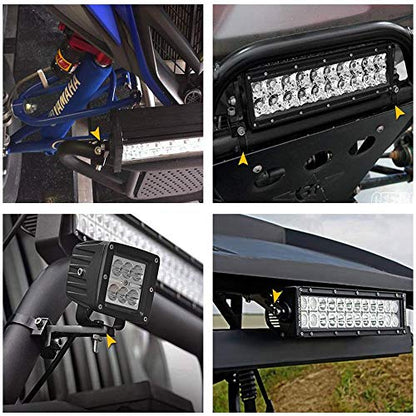 Tube Clamps Mounting Brackets for LED Bar Work Lights Fog Lights - Fit 3" Bull Bar, 2pcs - size: 3"