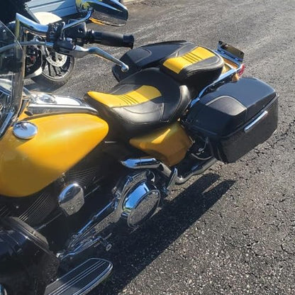 ECOTRIC 5" Stretched Hard Saddlebags w/ 5" x 7" Speaker Lids Grills Extended Saddle Bags Compatible with Harley Touring Street Glide Road King Electra Glide CVO Ultra-Classic 2014-2024 w/Audio Cover - color: Black&Chrome Latch Kit, size: 5" Stretched Sadd
