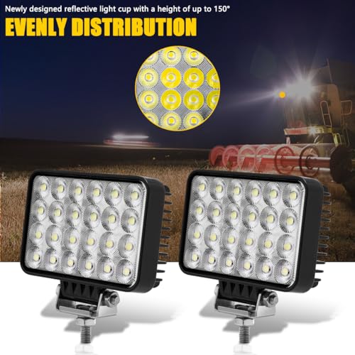 LED Tractor Lights 2PCS 6 Inch 10000LM 12v LED Flood Light Square LED Work Light for Truck Heavy Equipment Vehicles Golf Cart Boat ATV UTV