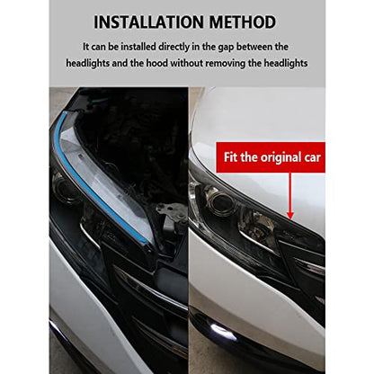 2PCS White-Amber Streamers LED Light Strip for Head Light Day Running Light/Turn Signal Bulbs, Cuttable & Waterproof, Universal 12V Exterior Car LED Light Truck SUV Decorations