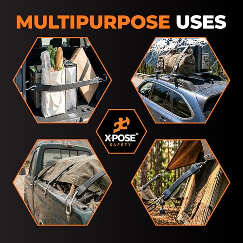 Rubber Bungee Cords with Hooks 10 Pack 21 Inch (32” Max Stretch) Heavy-Duty Black Tie Down Straps for Outdoor, Tarp Covers, Canvas Canopies, Motorcycle, and Cargo - by Xpose Safety - size: 21"