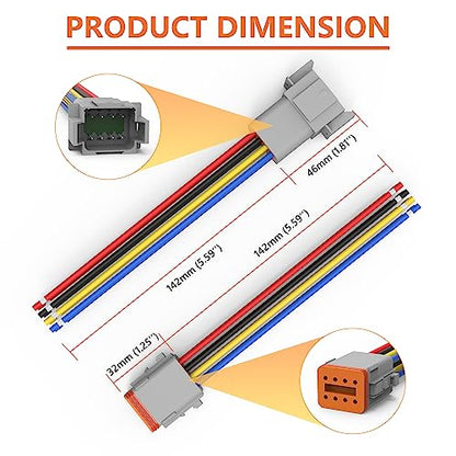 Deutsch DT 8 Pin Connector 2 Sets - 8 Way DT Automotive Waterproof Male Female Plug Wiring Harness for Car, Truck, Boats, LED Work Light, 16 AWG. (2 Sets 8 Pin, Grey) - size: 8-pin