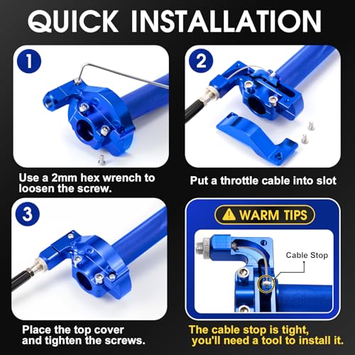 Throttle Grip Throttle Cable Motorcycle 22mm Universal CNC Aluminum Accelerator Throttle Twist Grips Handlebars for KLX CR CRF EXC XR TTR CB SSR ATV Dirt Bike Pit Bike - color: Style-B-Blue