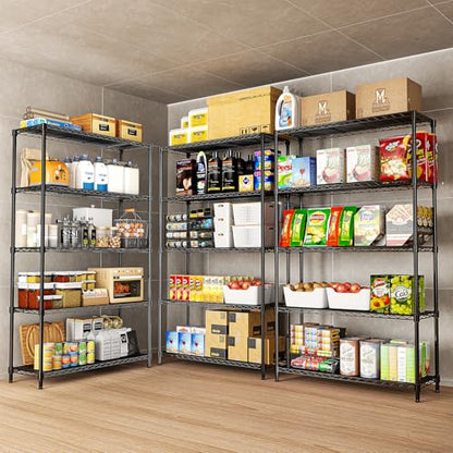5-Tier Storage Shelves 72" H Wire Shelving, Adjustable Metal Shelving Pantry Shelves, 1325LBS Heavy Duty Rack with Shelf Liners for Garage Commercial Kitchen, 36" W x 14" D x 72" H, Black - size: 36" W x 14" D x 72" H-5 Tier