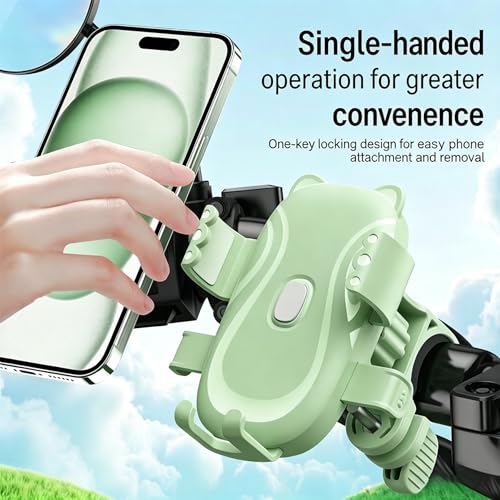 Bike Phone Holder,360° Rotation,Motorcycle Phone,Mount for 4.7-7.2" Devices,Universal Bicycle Phone,Mount for iPhone & Android on Scooter,Mountain Bike,Golf Cart - color: matcha green