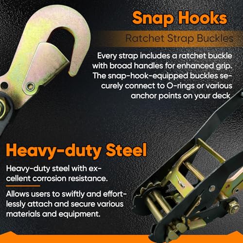 4 Pack Car Tie Down Straps for Trailers - 2" x 96" - 9900LBS Break Strength - Tire Ratchet Strap with Snap Hooks - Adjustable Wheel Straps for Hauling UTV, SUV, Truck, Any Cars - color: Orange