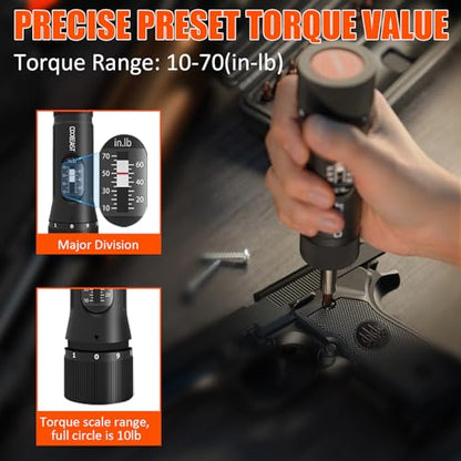 coobeast 13Pcs Preset Torque Screwdriver with S2 Bits, 1/4” Drive Torque Wrench Screwdriver Set for Maintenance, Tools, Bike Repairing and Mounting, Inch Pound Torque Range 10-70 In-lb - size: 13 PCS