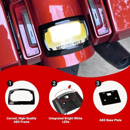 Curved License Plate Holder Bracket Frame LED Light Compatible with Harley Touring 2023.5-up CVO & 2024-up Road Glide Street Glide,CVO Road Glide ST