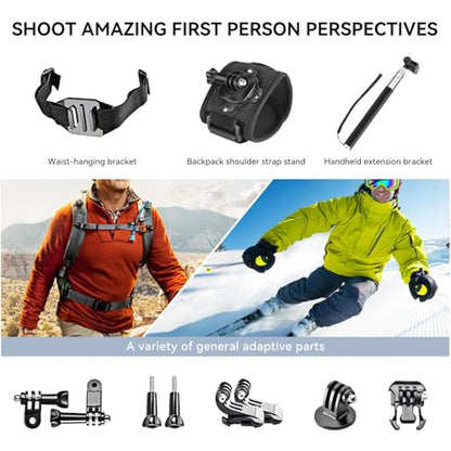 50 in 1 Action Camera Accessory Kit Compatible with Gopro Hero 12 11 10 9, DJI OSMO 4 3 2, Insta360 X3 X2 GO 3, SJCAM, DBPOWER, Campark, Sony Sports DV