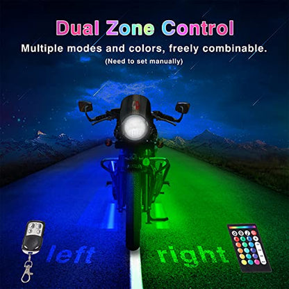 16PCS Motorcycle RGB LED Light Kits and 4pcs 47 inch 4-pin Extension Cords and 2pcs 2-Way Splitters