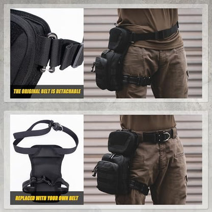 Tactical Drop Leg Bag Utility Pouch Molle Pack for Outdoor Motorcycle Cycling Hunting Hiking with CCW Gun Holster - color: Green