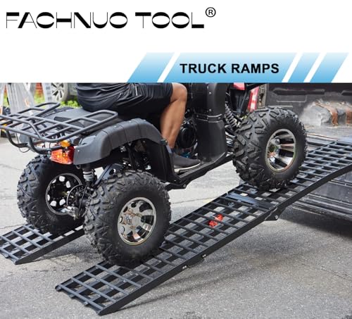 FACHNUO 10FT Motorcycle Ramp for Pickup Trucks, 1500lbs Capacity 1PC, Aluminum Heavy Duty Loading Ramp for Dirt Bike, Trailer, Lawn Mower, ATVs, UTVs, Golf Cart, Tailgate, 120" L x 18" W - size: 10FT