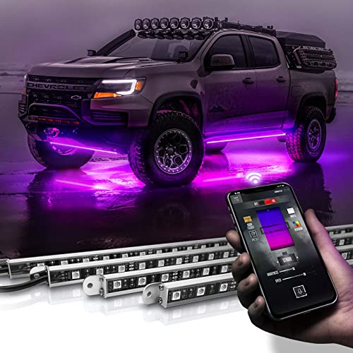OPT7 Aura Pro Rigid RGB LED Underglow Kit for Trucks Trailers Pickups with App & Remote Control, Multi Colors Music Modes, 4 PCS Waterproof Aluminum Light Bars, Exterior Neon Under Car Lights - size: 2. Truck