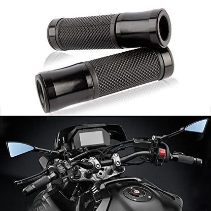Pair of 7/8" 22mm Motorcycle CNC Aluminum Rubber Gel Hand Grips Handlebar for Sports Bike Chopper Cruiser Bike - color: Black