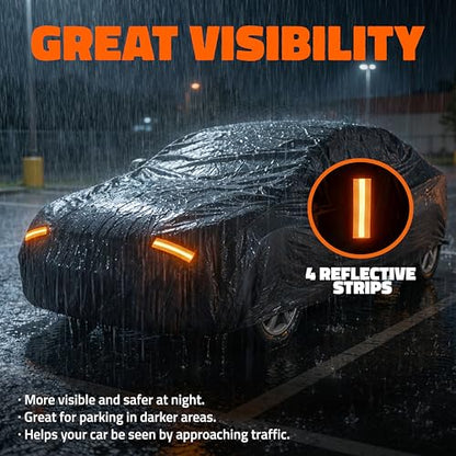 Mockins 190"x75"x47" Midsize Sedan Car Cover Waterproof All Weather Fit | Dual-Layer 250G PVC + Cotton Indoor & Outdoor Car Covers for Automobiles | Heavy Duty Full Exterior Covers with Strap & Bag - size: Sedan - Medium - 190" x 75" x 47"