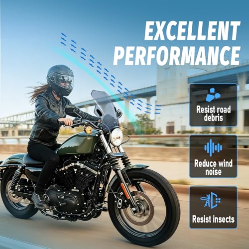 Motorcycle Universal Windshield 16.7” Windscreen Compatible with Yamaha Harley Honda Kawasaki Suzuki BMW Vulcan Cruiser Wind Deflector with 7/8" 1" 1 1/8" Handlebars, Smoke - color: Smoke