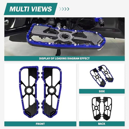 Motorcycle Front Rear Floorboard Footboard Fit For Harley Touring Road King Road Glide Street Glide Electra Glide Ultra Limited 1984-2025 (Blue Rider Footboards) - color: Blue Rider Footboards