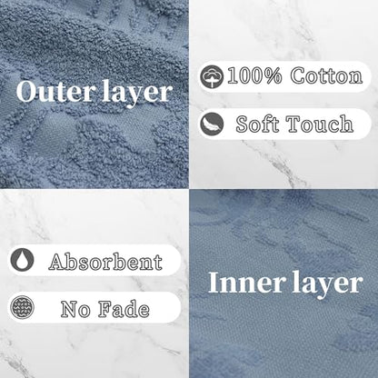 VOOVA & MOVAS 6-Pack Shower Wash Cloth, 100% Cotton Soft Absorbent Bath Mitts with Hanging Loop, 8.3x6.3 Inch European Style Bathing Gloves for Body & Spa, Light Blue Lobster - color: Light Blue Lobster