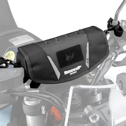 Rhinowalk Motorcycle Handlebar Bag 2L Handle Pouch with Rain Cover & Shoulder Strap, Fits ADV Enduro Touring Motorbikes
