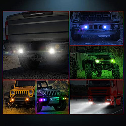 RGBW Flush Mount LED Lights, OFFROADTOWN 5inch 60W RGBW LED Driving Work Flush Fog Off Road Lights for Truck Pickup UTV ATV SUV Boat 4x4 Car - color: 5inch_RGBW Flush