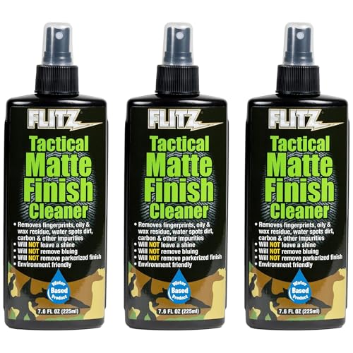 Flitz Tactical Matte Finish Cleaner - 7.6oz Bottle of USA-Made Gun Cleaner Spray to Remove Fingerprints, Oil, & Other Grime - Fast-Drying Cleaning Solution for Gun Wraps & More (3 Pack) - size: 7.6 Fl Oz (Pack of 3)