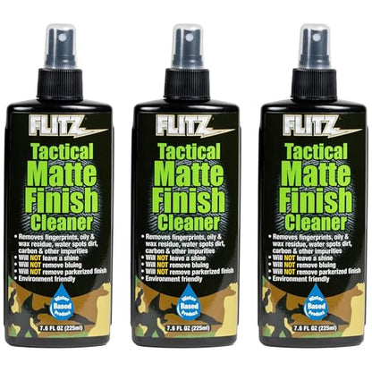 Flitz Tactical Matte Finish Cleaner - 7.6oz Bottle of USA-Made Gun Cleaner Spray to Remove Fingerprints, Oil, & Other Grime - Fast-Drying Cleaning Solution for Gun Wraps & More (3 Pack) - size: 7.6 Fl Oz (Pack of 3)