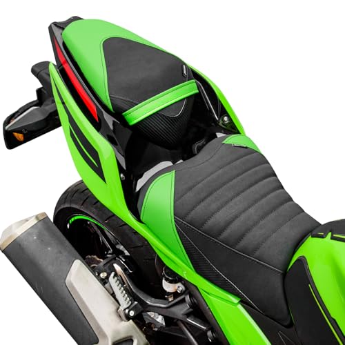 Motorcycle Ninja 400 Z400 Front Driver Rider Solo Seat Cowls Anti Slip Rear Passenger Seat Covers Cushion Pad for Ka-wasaki Ninja400 Ninja-400 Z 400 Z-400 2018 2019 2020 2021 2022 2023 (Green-Rear) - color: Green-Rear