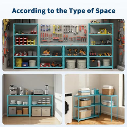 Storage Shelves, Heavy Duty 5-Tier Shelf Organizer & Adjustable Garage Shelving Unit, 2500 lbs Capacity, Metal Shelves, 68" H x 35" W x 12" D - size: 68" H x 35" W x 12" D-Light Green