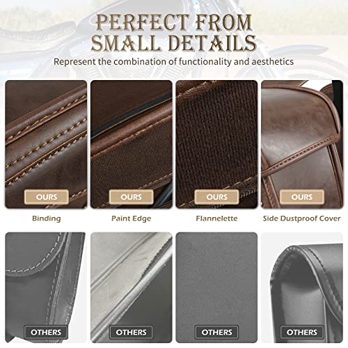 NICECNC Saddle Bags, PU Leather Motorcycle Saddlebags, Reinforced Straps & Saddle Piece, with Cup Holder & Lock, Throw Over Saddle Bag Side Bags, Brown - color: Brown
