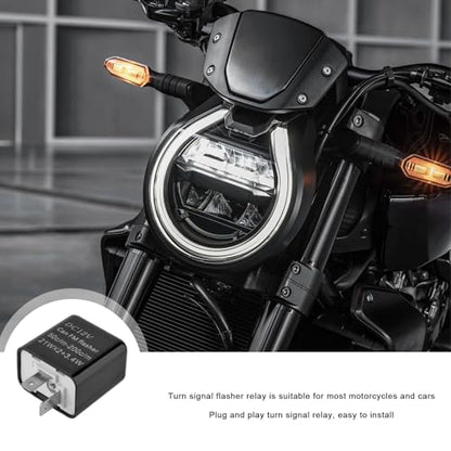 Sun Walker 12V Speed Adjustable 2 Pin LED Flasher Relay, LED Light Blinker Relays Fix Hyper Flash No Flash, 2-Pin Electronic Flasher Relay for Motorcycle Car Truck Turn Signal Light