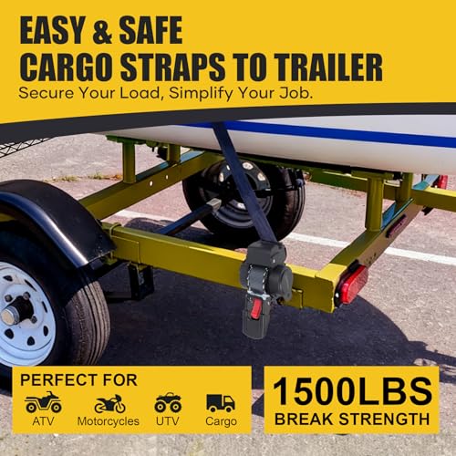 Ayaport Retractable Transom Tie Down Straps 1in X 10ft Tie Down Straps to Trailer- 1500lbs Break Strength, Medium Duty Bolt-on Ratchet Straps for Cargo, Boat, Motorcycles, ATV, 2pk - size: 1"x10'-2pcs