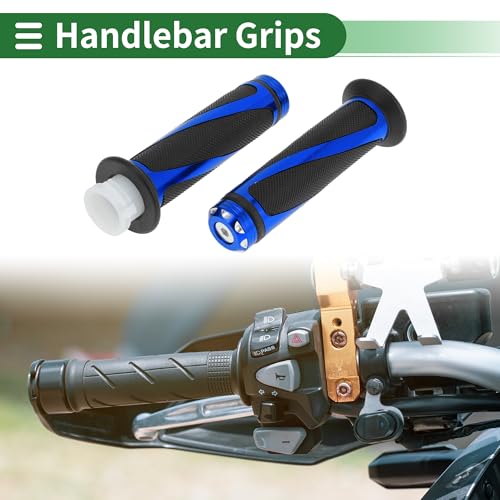 7/8" 22mm 15/16" 24mm Motorcycle Hand Grips Cover Kit Non Slip Aluminum Alloy Rubber Handlebar Grips for Motorcycle Scooter Bicycle ATV Blue 1Set - color: Blue