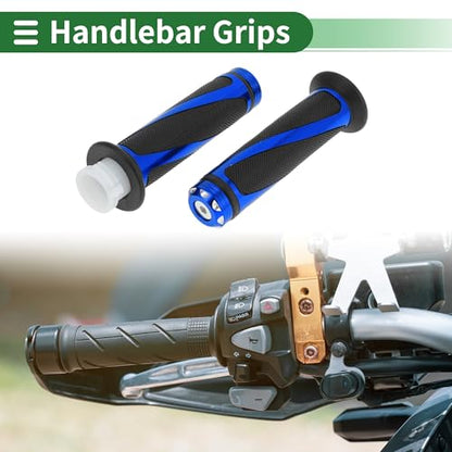7/8" 22mm 15/16" 24mm Motorcycle Hand Grips Cover Kit Non Slip Aluminum Alloy Rubber Handlebar Grips for Motorcycle Scooter Bicycle ATV Blue 1Set - color: Blue