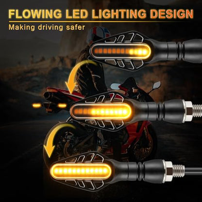 iFunyLED 2PCS Flowing Sequential Motorcycle LED Turn Signals,12V Super Bright Mini Cobra Appearance LED Blinkers,Fit for Harley Honda KTM Kawasaki Suzuki Yamaha - Amber - color: Amber-Cobra