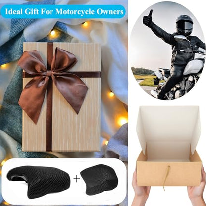 Motorcycle Gel Seat Cushion Breathable 3D Honeycomb Seat Pad Compatible with Harley Davidson Pan America 1250 1250S PA1250 S Motorcycle Accessories for Long Rides, Hot Weather Use