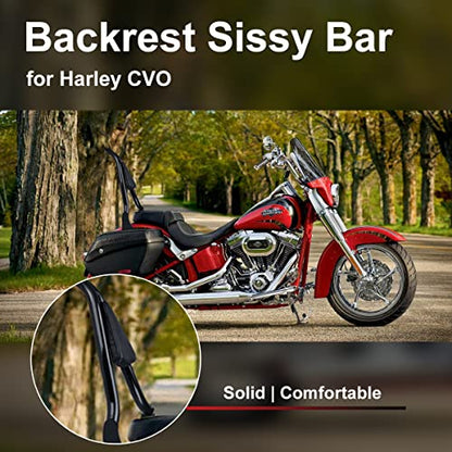 22 inch Detachable Passenger Sissy Bar Fit for Harley Touring Models 2009-2024 CVO Road Glide Street Glide Road King, One-Piece Rear Backrest with Back Cushion Black