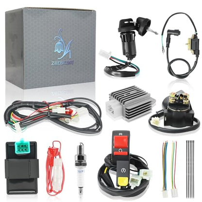 50cc Dirt Bike Wiring Harness Complete Kit with Full Wave Regulator A7TC Spark Plug for 49cc 50cc 70cc 90cc 110cc 125cc Chinese Dirt Pit Bike with 4-Stroke Engine - style: ZMBWH004YFW