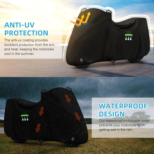Motorcycle Cover Waterproof for BMW R1250 RS/R1300 RS/S1000 RR/F900 XR, Heavy Duty Outdoor Sun Rain Snow UV Dust All Weather Protection Motorbike Cover with Soft Cotton Lining & Lock Hole - size: R1250RS Sport