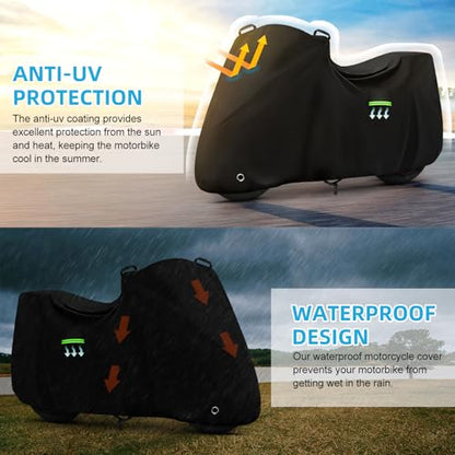 Motorcycle Cover Waterproof for BMW R1250 RS/R1300 RS/S1000 RR/F900 XR, Heavy Duty Outdoor Sun Rain Snow UV Dust All Weather Protection Motorbike Cover with Soft Cotton Lining & Lock Hole - size: R1250RS Sport