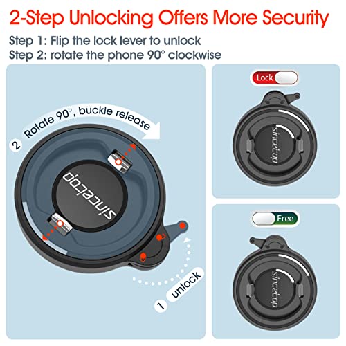 sincetop Car Phone Mount with Lock Hook, Horizontal Vent Fin Holder, One Hand Quick Mount & Release - color: Car Phone Mount【Air Vent Hook】