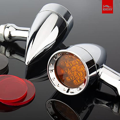 Motorcycle Turn Signals LED Bullet Front Rear Indicator Lights Universal Compatible for Harley Davidson Cruiser Iron Softail Street Bike Honda Shadow Yamaha Chopper Bobber Cafe Racer(Chrome/Amber-B) - color: Chrome/Amber-B