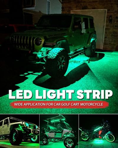 12V Led Light Strip 12.7" Waterproof Green Led Light Strips for Car Golf Cart Motorcycles Truck Boat Led Strip Lights,Pack of 4 - color: Green Led Light Strip