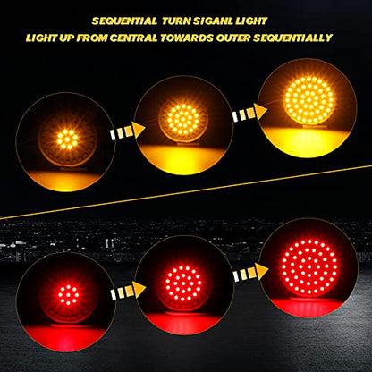 Sequential Led Turn Signals, 1157 Front + 1156 Rear Blinkers with Smoked Lens Compatible with Harley Sportster Softail Street Glide Road King Cruiser Turing - color: Sequential Light & Smoked Lens