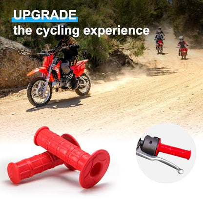 Chiallco 7/8" Motorcycle Hand Grips Dirt Bike Grips for CRF YZF WRF KXF KLX Pit-Bike, Soft Rubber Hand Handlebar Grip,Black - color: Red