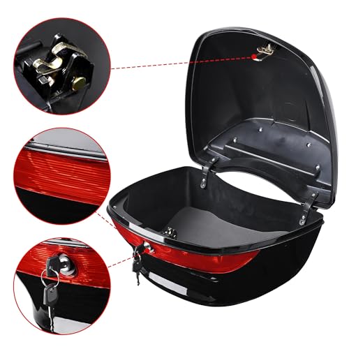 Motorcycle Trunk Top Case Motorcycle Tour Tail Box Lockable Storage Carrier Case for Helmet Luggage Black 33L(33L) - size: 33L