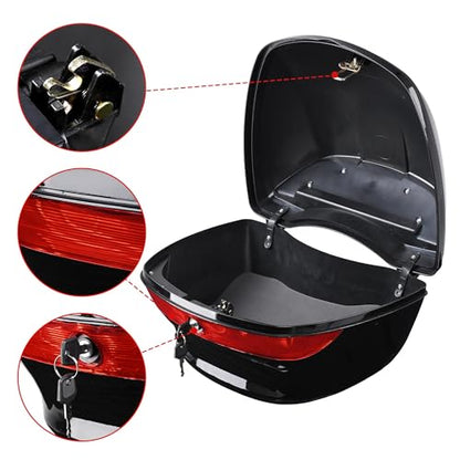 Motorcycle Trunk Top Case Motorcycle Tour Tail Box Lockable Storage Carrier Case for Helmet Luggage Black 33L(33L) - size: 33L